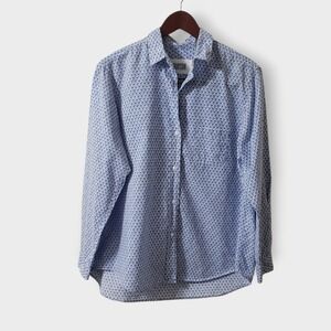 Grayson by Frank & Eileen The Hero Blue Ditsy Floral Shirt Womens Sz 04 (L)